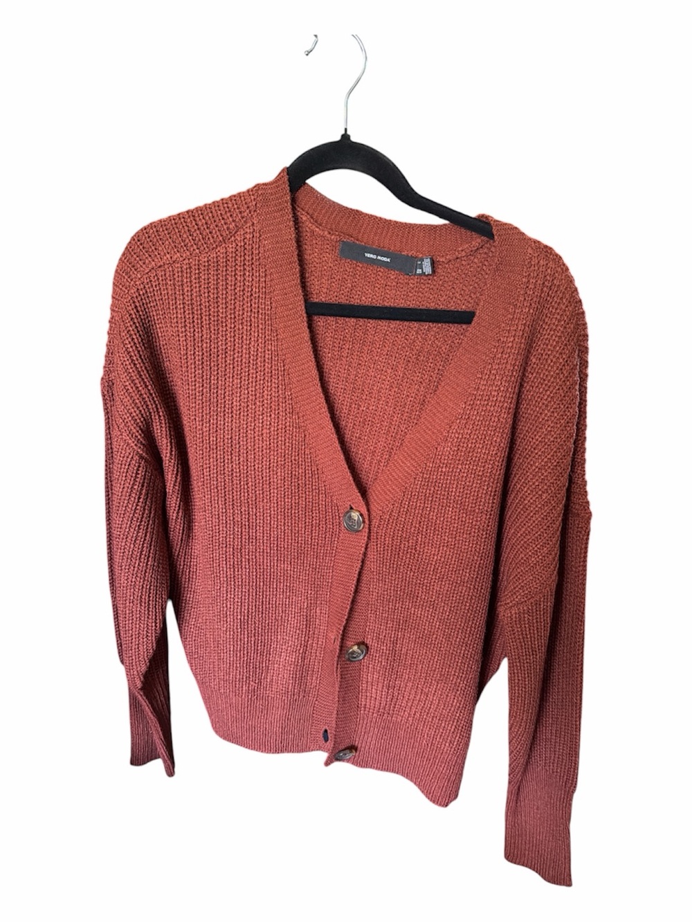 Vero Moda Rust Knit Button-Front V-Neck Cardigan